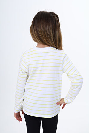 Toontoy Kız Çocuk Çizgili Tişört