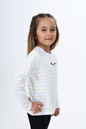 Toontoy Kız Çocuk Çizgili Tişört