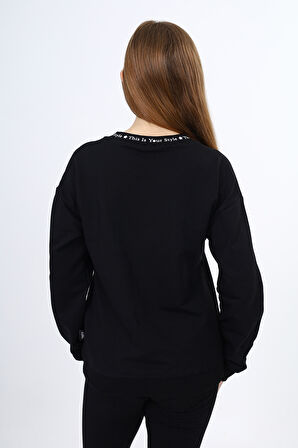 Toontoy Kız Çocuk Okul Baskılı Sweatshirt