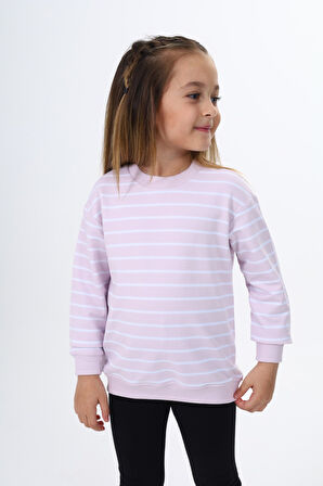 Toontoy Kız Çocuk Çizgili Sweatshirt