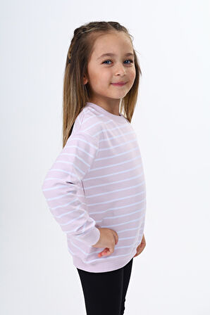 Toontoy Kız Çocuk Çizgili Sweatshirt