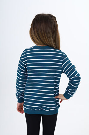 Toontoy Kız Çocuk Çizgili Sweatshirt