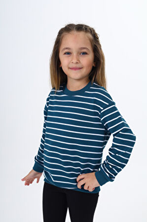 Toontoy Kız Çocuk Çizgili Sweatshirt