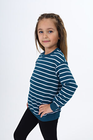 Toontoy Kız Çocuk Çizgili Sweatshirt