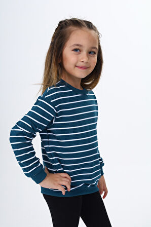 Toontoy Kız Çocuk Çizgili Sweatshirt