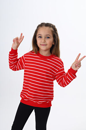 Toontoy Kız Çocuk Çizgili Sweatshirt