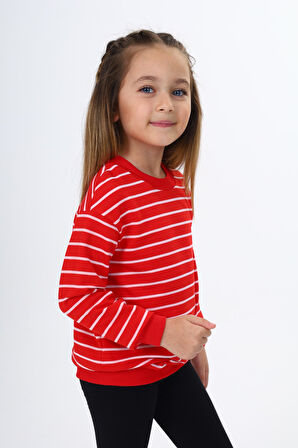 Toontoy Kız Çocuk Çizgili Sweatshirt