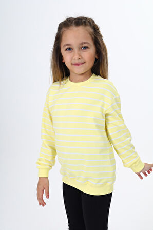 Toontoy Kız Çocuk Çizgili Sweatshirt