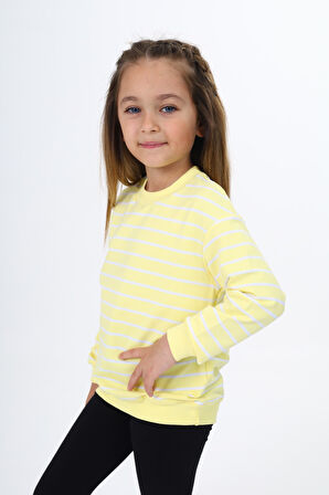 Toontoy Kız Çocuk Çizgili Sweatshirt