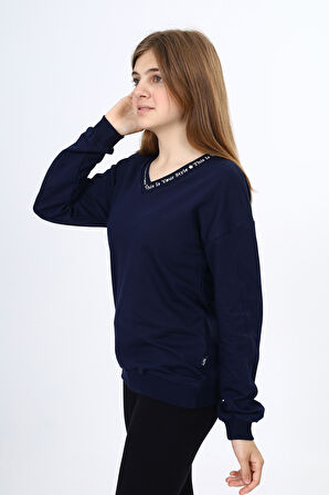 Toontoy Kız Çocuk Okul Baskılı Sweatshirt