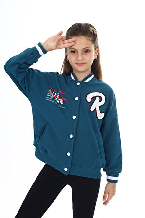 Toontoy Kız Çocuk Baskılı Kolej Hırka