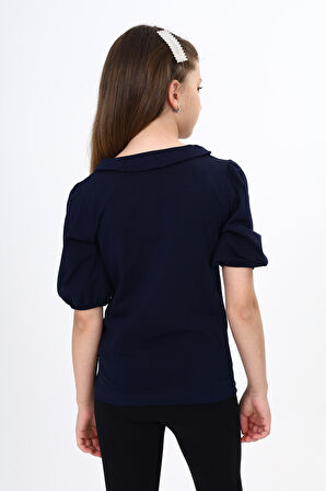 Toontoy Kız Çocuk Balon Kol Tişört