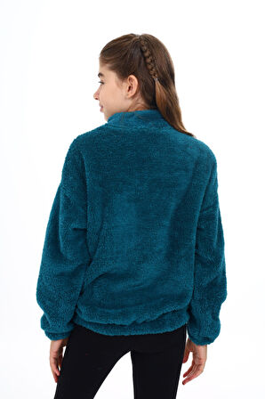 Toontoy Kız Çocuk Nakışlı Peluş Hırka