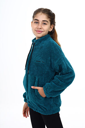 Toontoy Kız Çocuk Nakışlı Peluş Hırka