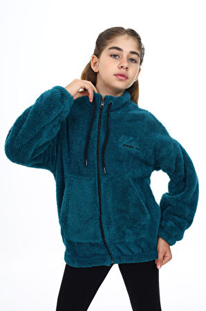 Toontoy Kız Çocuk Nakışlı Peluş Hırka