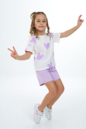 Toontoy Kız Çocuk Baskılı Şortlu Takım