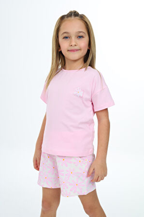 Toontoy Kız Çocuk Baskılı Şortlu Takım