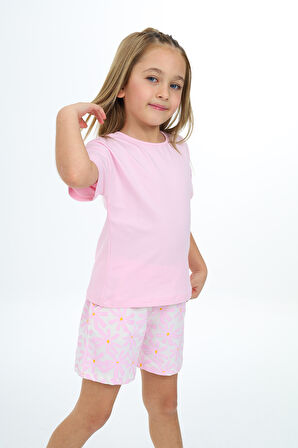 Toontoy Kız Çocuk Baskılı Şortlu Takım