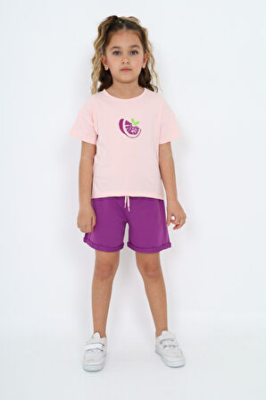 Toontoy Kız Çocuk Baskılı Şortlu Takım