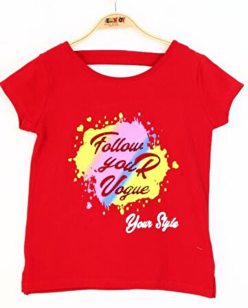 Toontoy Kız Çocuk Baskılı Taş İşlemeli Tişört