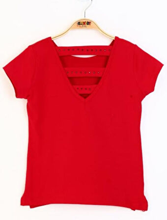 Toontoy Kız Çocuk Baskılı Taş İşlemeli Tişört