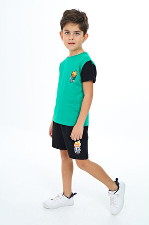 Toontoy Erkek Çocuk Baskılı Şortlu Takım