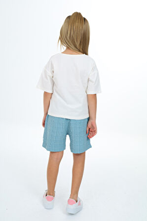 Toontoy Kız Çocuk Baskılı Şortlu Takım