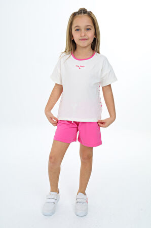 Toontoy Kız Çocuk Nakışlı Şortlu Takım