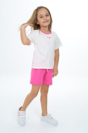 Toontoy Kız Çocuk Nakışlı Şortlu Takım