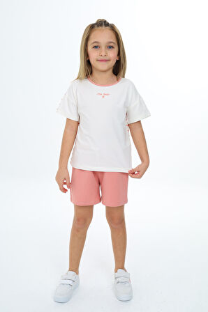 Toontoy Kız Çocuk Nakışlı Şortlu Takım