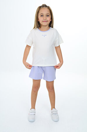 Toontoy Kız Çocuk Nakışlı Şortlu Takım