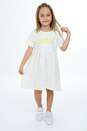Toontoy Kız Çocuk Çizgili Elbise