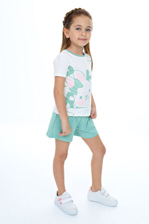 Toontoy Kız Çocuk Baskılı Şortlu Takım