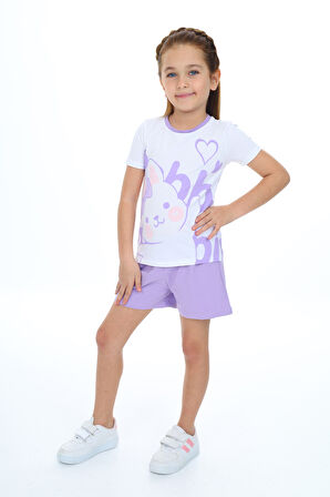 Toontoy Kız Çocuk Baskılı Şortlu Takım