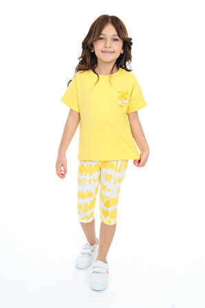 Toontoy Kız Çocuk Baskılı Kaprili Takım