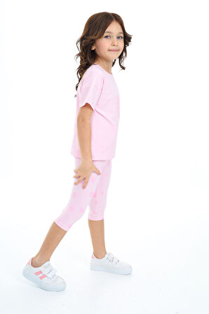 Toontoy Kız Çocuk Baskılı Kaprili Takım