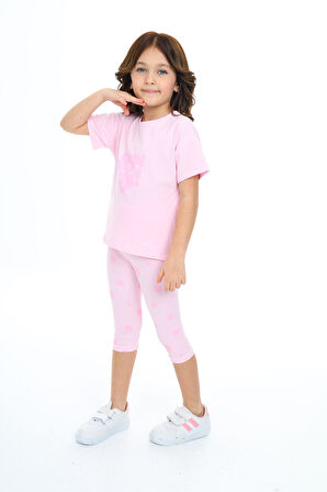 Toontoy Kız Çocuk Baskılı Kaprili Takım