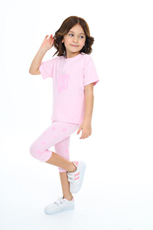 Toontoy Kız Çocuk Baskılı Kaprili Takım