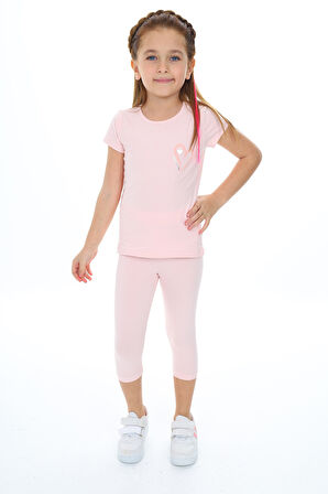 Toontoy Kız Çocuk Baskılı Kaprili Takım