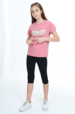 Toontoy Kız Çocuk Baskılı Kaprili Takım