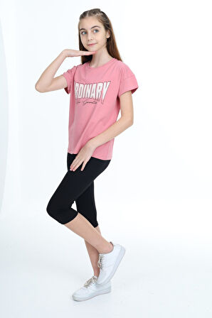 Toontoy Kız Çocuk Baskılı Kaprili Takım