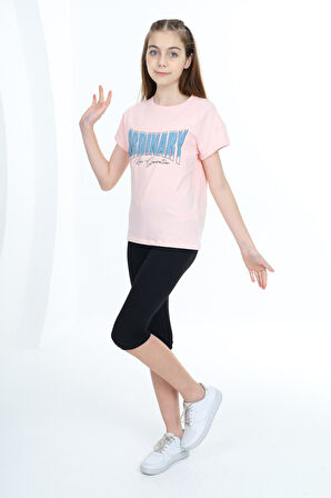 Toontoy Kız Çocuk Baskılı Kaprili Takım