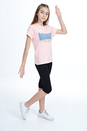 Toontoy Kız Çocuk Baskılı Kaprili Takım