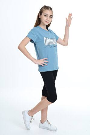 Toontoy Kız Çocuk Baskılı Kaprili Takım