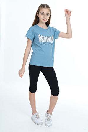 Toontoy Kız Çocuk Baskılı Kaprili Takım