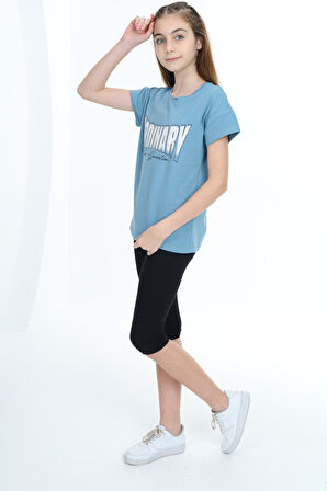 Toontoy Kız Çocuk Baskılı Kaprili Takım