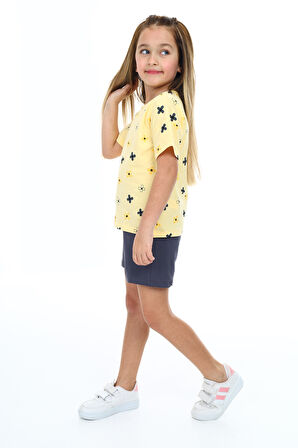 Toontoy Kız Çocuk Baskılı Şortlu Takım