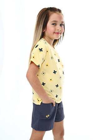 Toontoy Kız Çocuk Baskılı Şortlu Takım