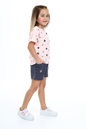 Toontoy Kız Çocuk Baskılı Şortlu Takım