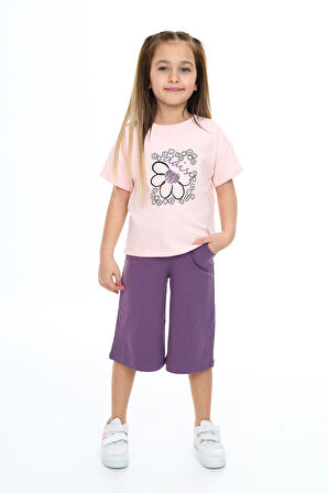 Toontoy Kız Çocuk Baskılı Kaprili Takım